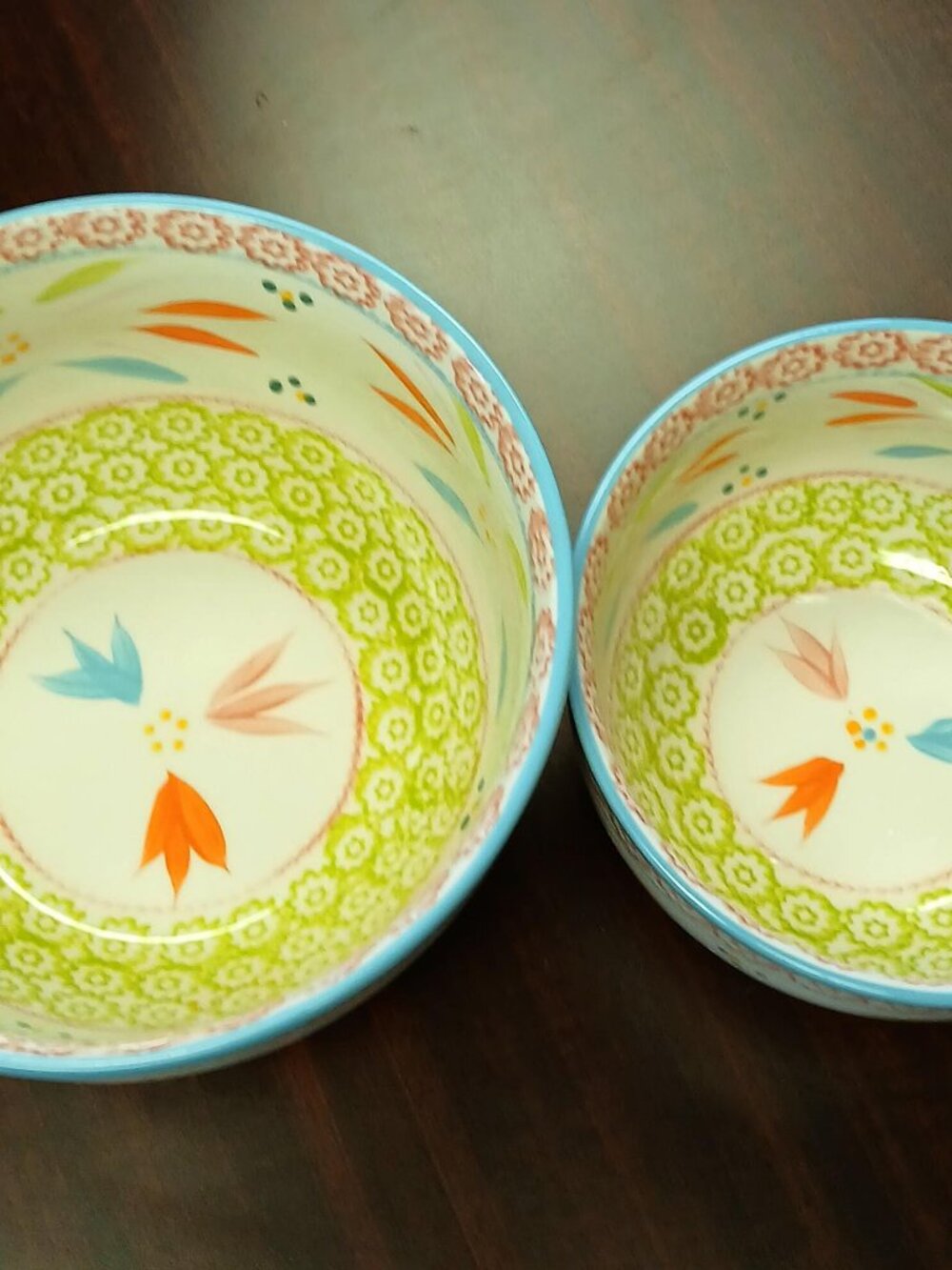 Springfetti Vintage Temp-tations Floral Mixing Bowls- Set of 2 Large Bowls Match